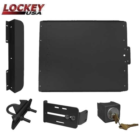 LOCKEY ED50B Edge Panic Shield Safety Kit In Black - Panic Shield, EDSB Strike Bracket, EDGB5 Key Cylinder LK-ED50B